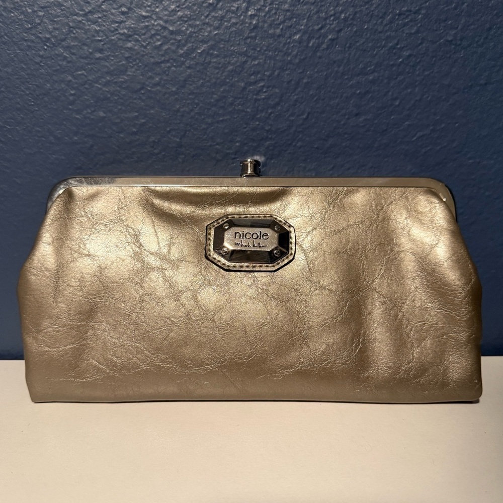 Nicole by Nicole Miller Silver Clutch Approx 8 1/2 x 4